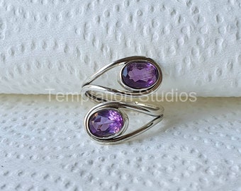 Genuine Amethyst 925 sterling silver ring, AAA grade gemstones, Purple stone ring, February birthstone ring, Personalized gift for christmas