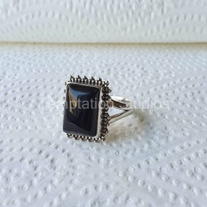 Black Onyx Ring handmade in sterling silver, Birthstone jewelry, Boho Statement ring, Personalized christmas gift, crystal jewelry