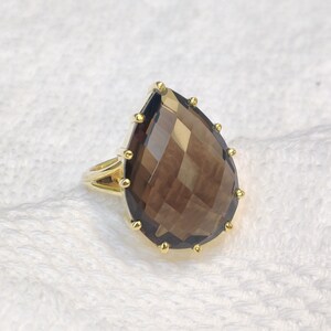 Natural Smoky Quartz Ring, Sterling Silver ring, Handmade jewelry, Gold vermeil Ring, November birthstone, Birthstone Jewelry