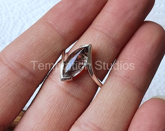 Rare Black Rutile Ring, Sterling silver jewelry, natural gemstone, rutilated quartz, minimalist design, handmade ring,  top quality