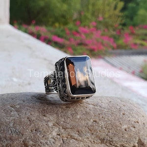 Natürlicher Rauchquarz Ring mit Sterling Silber Details, handgemachter Schmuck, brauner Kristall, Skorpion Geburtsstein Ring, Weihnachtsgeschenk, Boho