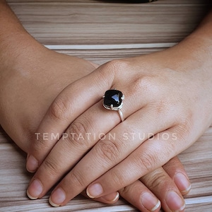 Black Onyx Ring, 925 Sterling Silver Ring, Ring for woman, Engagement Ring, black stone ring, gift for her, minimalist ring, AAA Gemstone