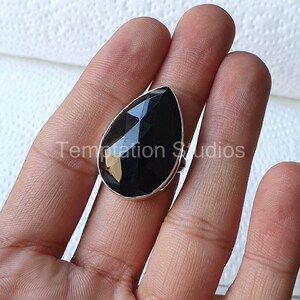 Natural Black Onyx Ring handmade in sterling silver, Birthstone jewelry, Bold Statement ring, christmas gift, crystal jewelry, Chunky Stone