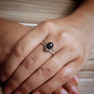 Natural Black Star Diopside Ring, Cute Sterling Silver Ring, Statement Ring, Alternate Engagement Ring, Chic Jewelry