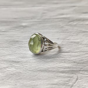 Natural Prehnite Ring, Sterling Silver Ring, Handmade Jewelry, Anniversary gift, Christmas gift, gift for her