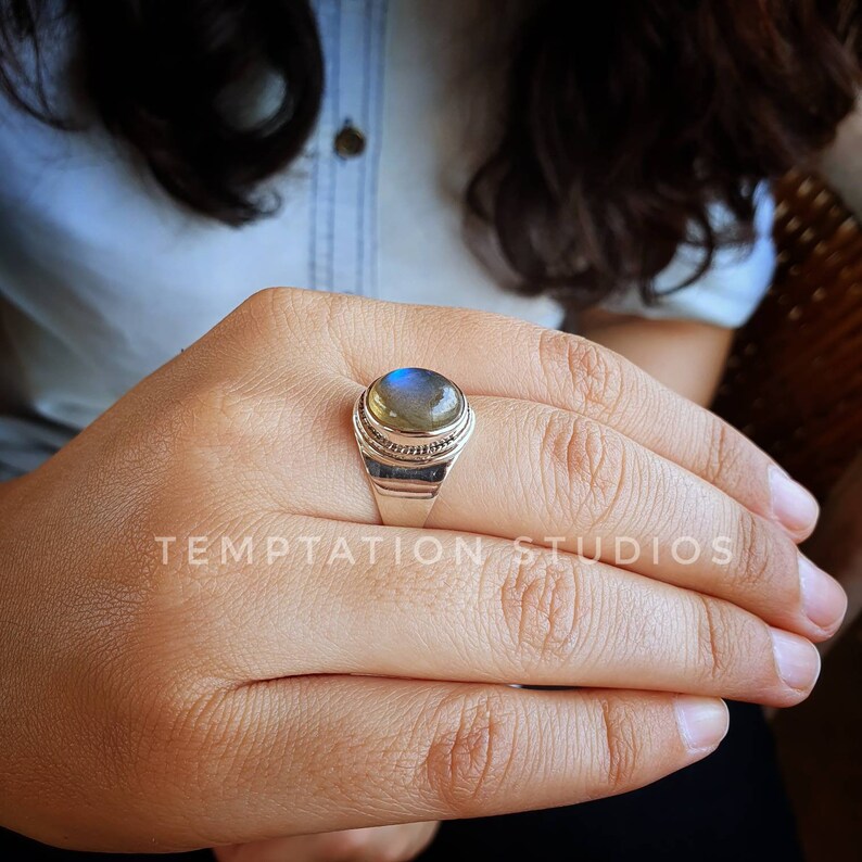 Cute Sterling Silver Ring Natural Labradorite Ring Alternate Engagement Ring Statement Ring Chic Jewelry