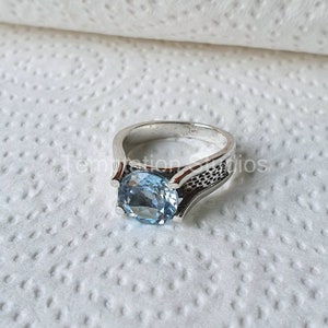 Natural Blue Topaz 925 Sterling Silver Ring for women, Engagement ring, Gemstone jewelry, Blue Gemstone, Handmade Personalized gift for her