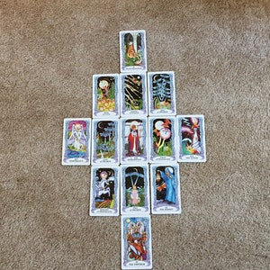 Tirada de tarot de 13 cartas de Merlin's Mirror