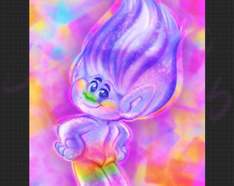 CORDINO + PORTA DOCUMENTI / Trolls Band Together / Rainbow Guy Diamond / Cordino da 43 cm, bustina di plastica da 11 cm / Prevendita internazionale TerrificToons