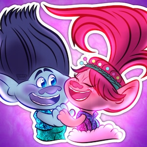 KEYCHAIN | Trolls Band Together | Dancing Poppy & Branch | 7cm, Clear Acrylic Charm, Double-sided | INTERNATIONAL PREORDER | Terrific Toons