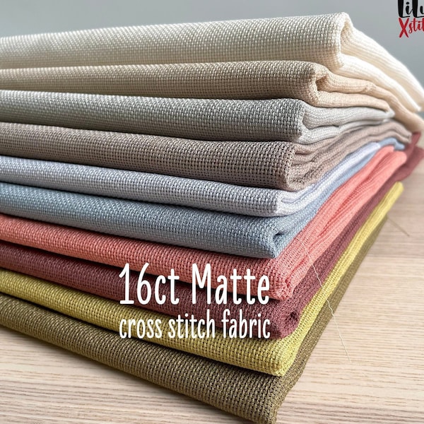 16ct Cross Stitch Fabric, 16 count polyester cotton Aida, Even weave Embroidery cloth with linen look uniform holes, FREE worldwide delivery