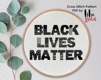 Black Lives Matter Cross Stitch Pattern, counted cross-stitch chart for beginners, Blm modern easy xstitch embroidery INSTANT DOWNLOAD PDF