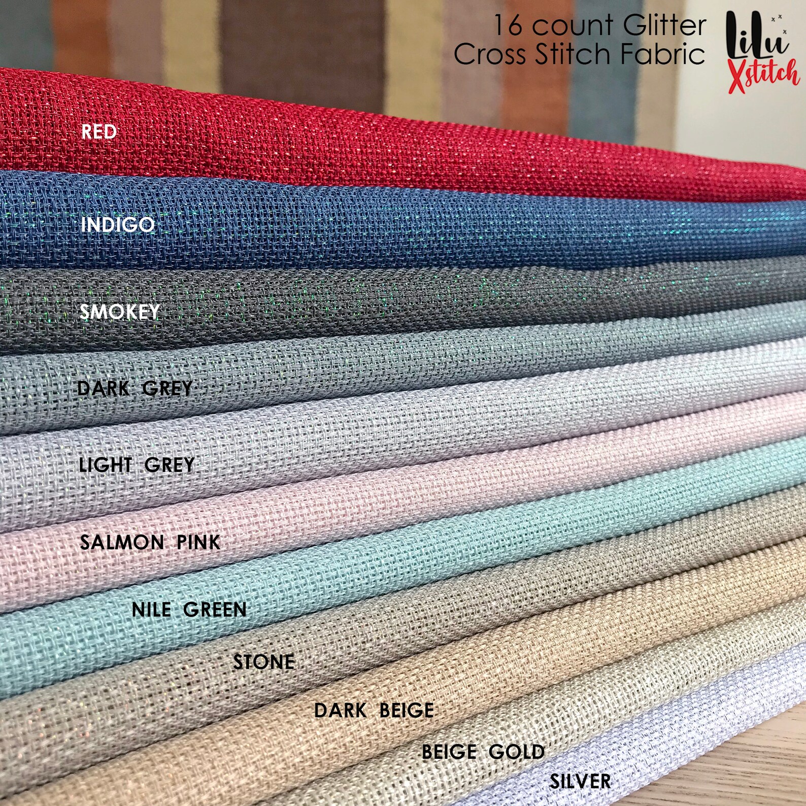 16ct Glitter Cross Stitch Fabric Sparkle Aida 16 count Etsy