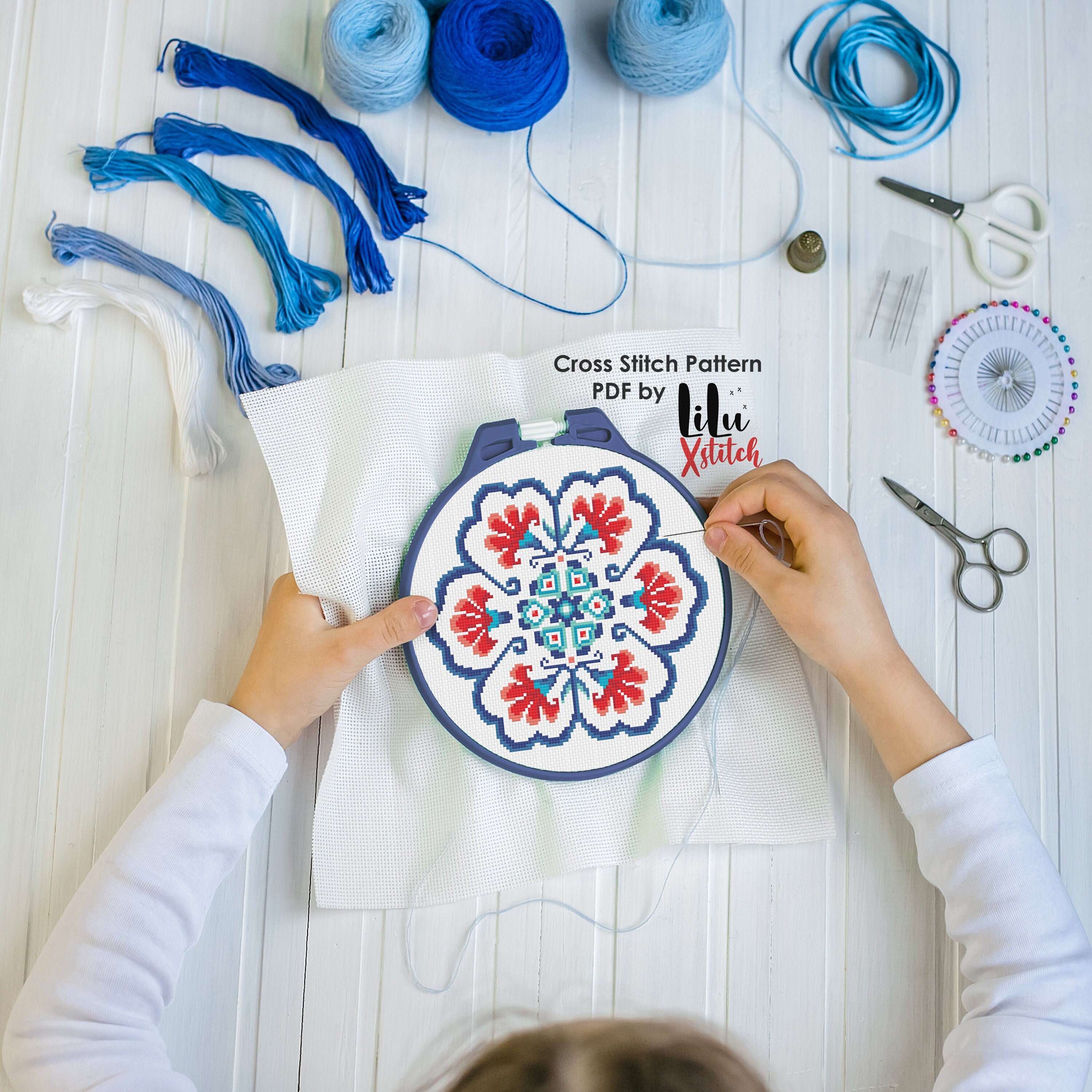 タペストリー　イズニク　IZNIK Iznik Cross Stitch - Etsy