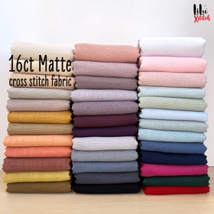 16ct Cross Stitch Fabric, Embroidery cloth with linen look uniform holes, 16 count even weave polyester cotton Aida, FREE worldwide delivery