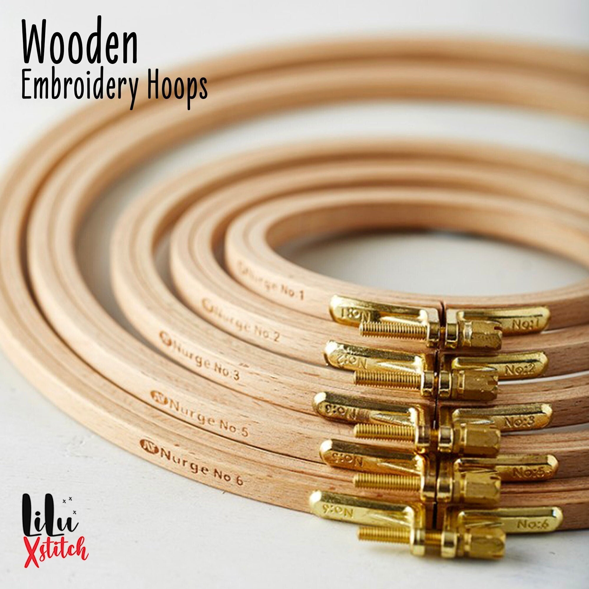 Nurge High Quality Screwless Wooden Embroidery Hoops 16 Sizes & 2 Widths  Smooth Beech Wood 