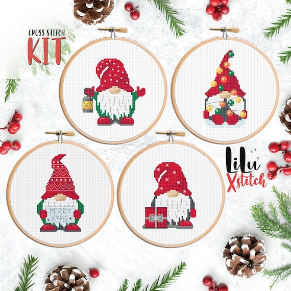 Vintage Christmas Gnomes Counted Cross Stitch Patterns: Fast and Easy  Charts | Holiday Ornament Minis For Beginners