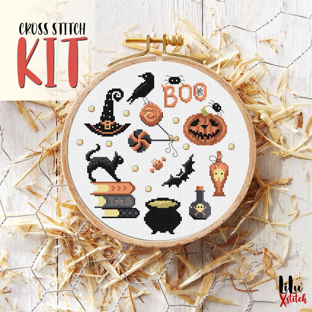 Cross Stitch KIT Halloween. Vintage Easy Crossstitch Kit Etsy UK