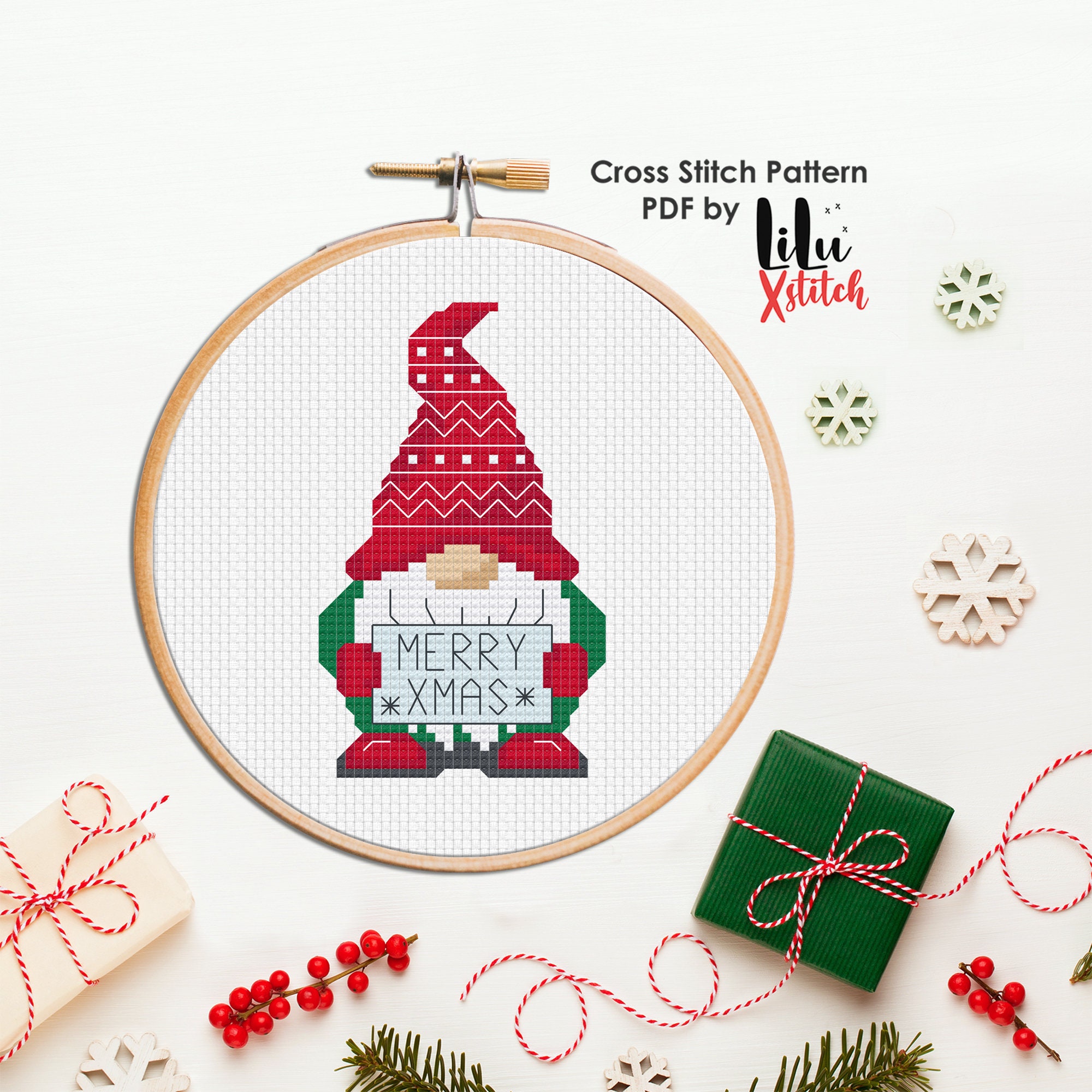 Vintage Christmas Gnomes Counted Cross Stitch Patterns: Fast and Easy  Charts | Holiday Ornament Minis For Beginners