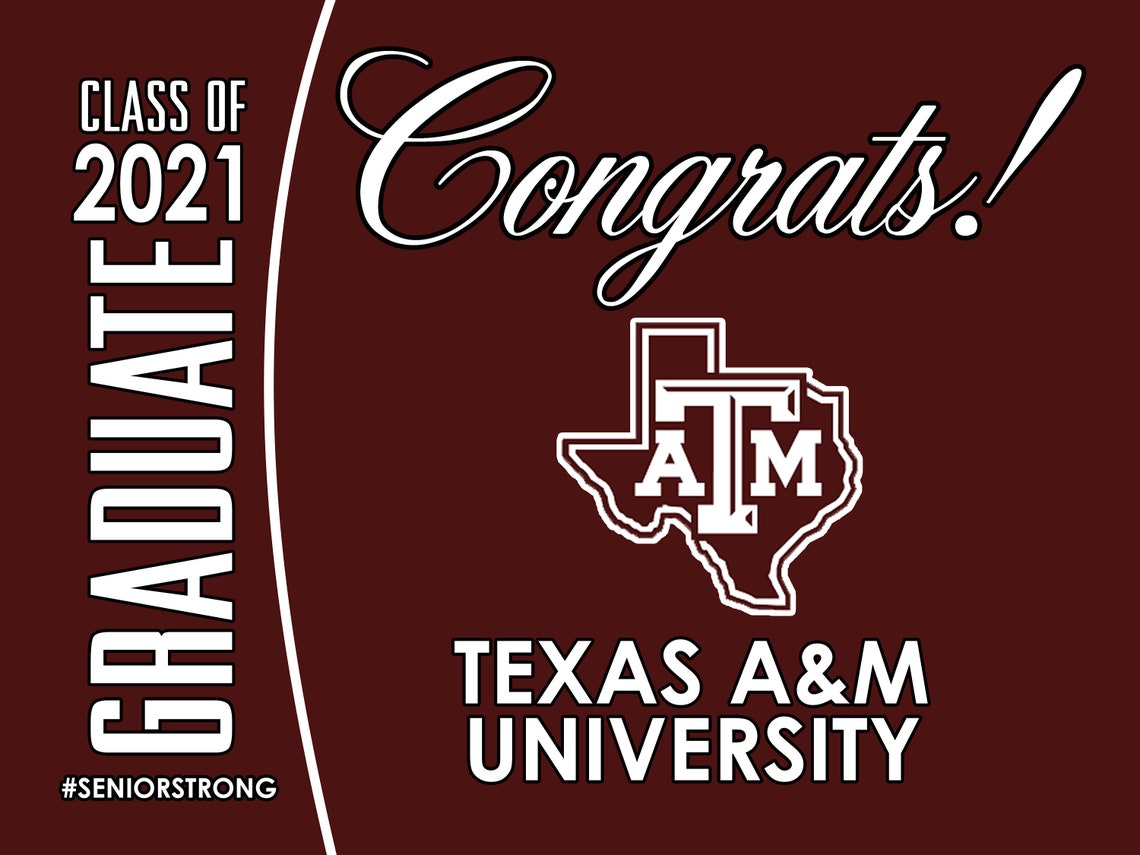 Texas A&M University Aggies 24x18 2021 Senior Graduation Etsy