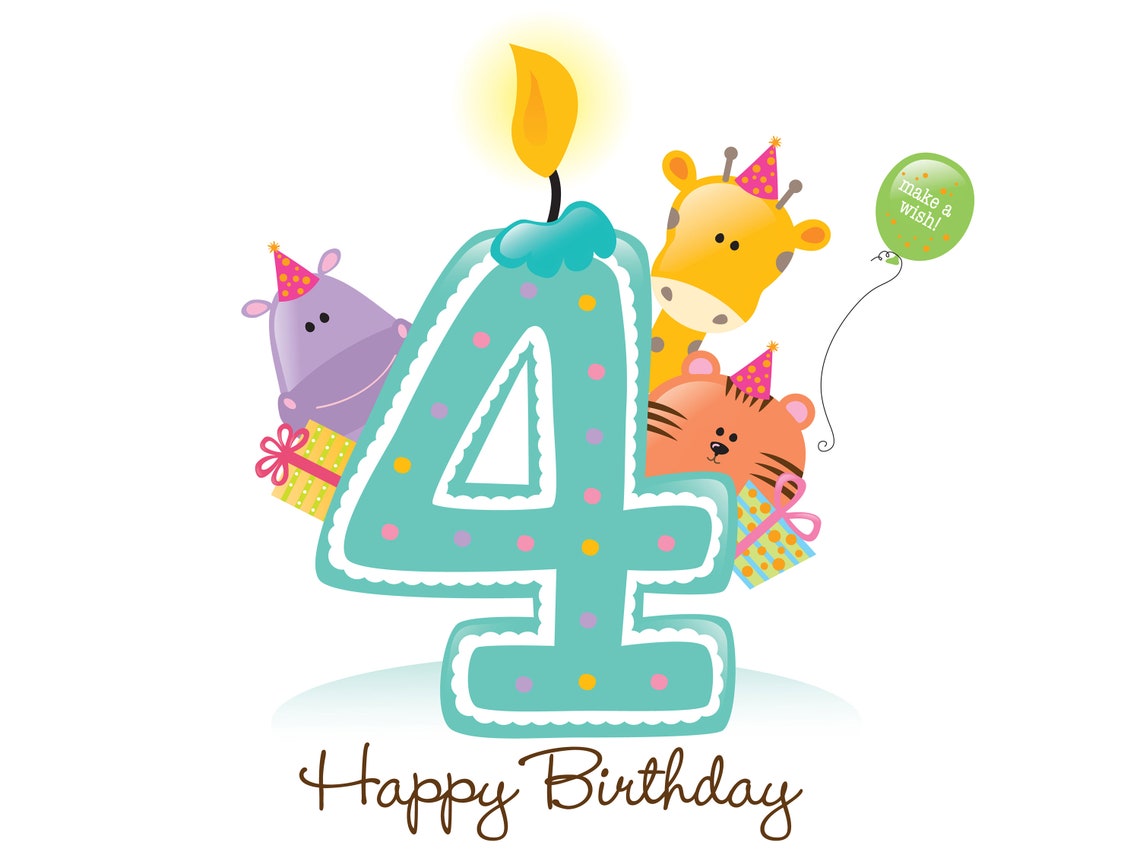 4th Happy Birthday / Celebration 24x18 DOUBLE SIDED Yard Sign birthday