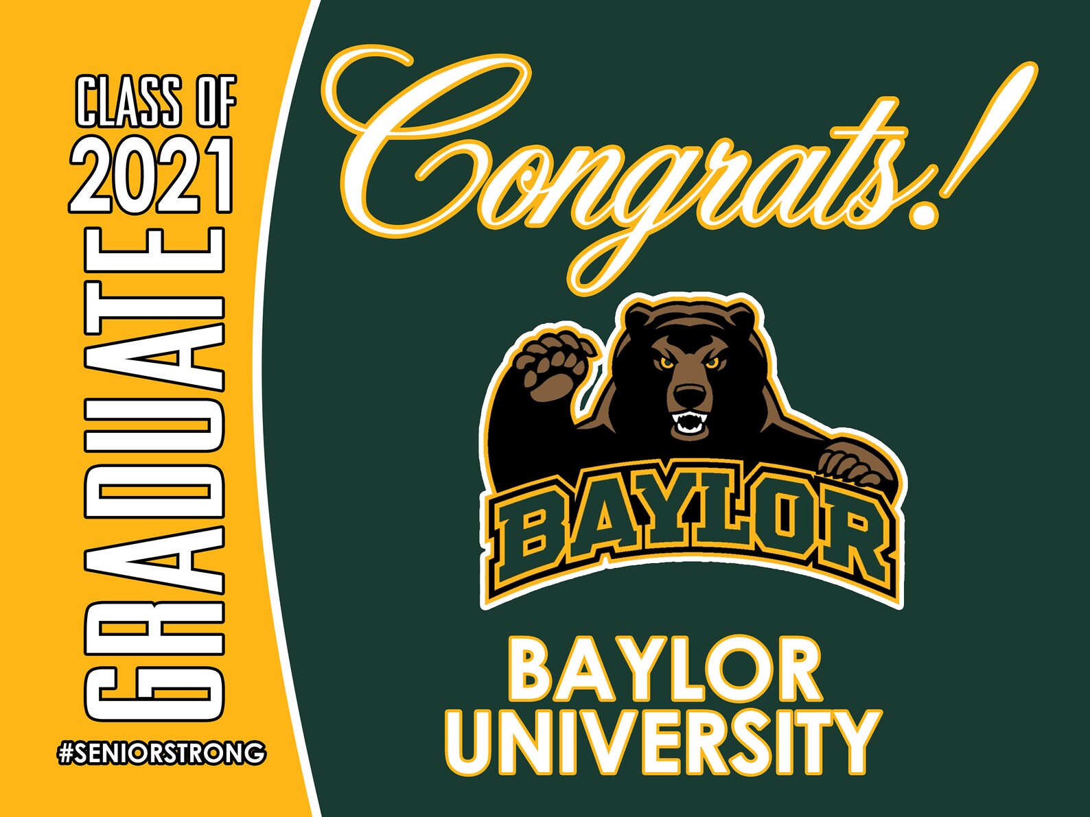 Baylor University 24x18 2021 Senior Graduation Yard Sign Etsy