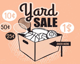 Yard Sale - Garage Sale - Community Sale custom 24x18 DOUBLE SIDED yard sign "Yard 28"