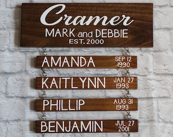 Personalized Family Name Wood Sign –Anniversary Gift - SHIPS FREE