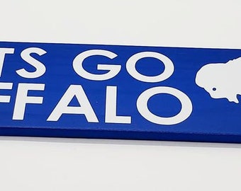 Lets Go Buffalo wooden sign - Blue with white writing - Color Choices - Buffalo Sports sign - FREE shipping! - Buffalo Bills - Bills mafia