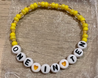 One in Ten Endometriosis Awareness Yellow Beaded Bracelet