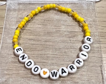 Endometriosis Awareness “Endo Warrior” Yellow Beaded Bracelet