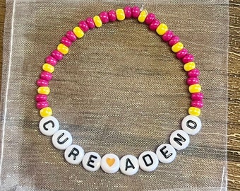 Cure Adeno Adenomyosis Awareness Magenta/Yellow Beaded Bracelet