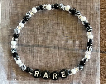 Rare Disease Awareness Black/White Beaded Bracelet