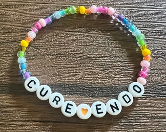 Cure Endo Endometriosis Awareness Ditsy Rainbow Beaded Bracelet