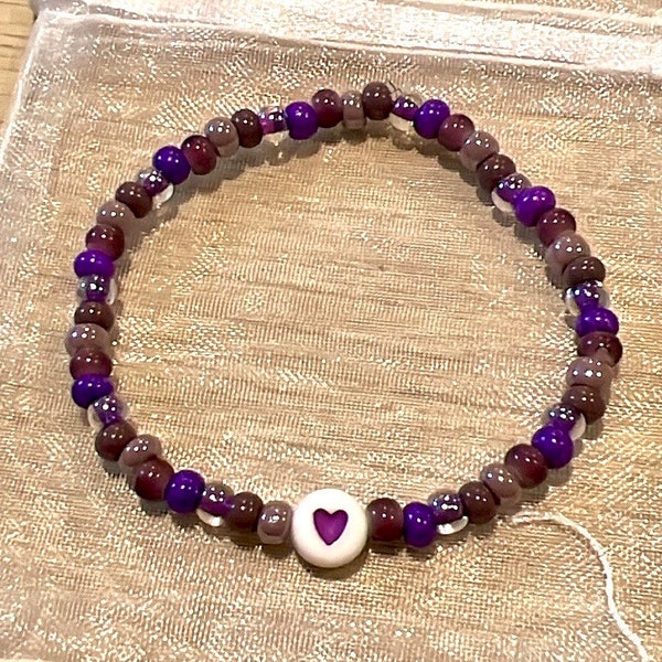 Purple Awareness Beaded Bracelet