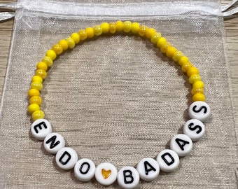 Endometriosis Awareness “Endo Badass” Yellow Beaded Bracelet