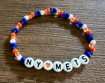 New York Mets Blue Orange Beaded Bracelet