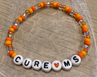 Cure MS Orange Awareness Beaded Bracelet