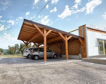 24x24 Carport Plans Diy - Car Garage for Two Car - Modern Pavilion Plans - Wooden Car Port