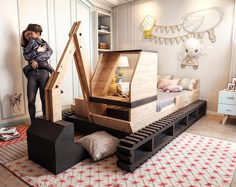 Excavator Bed Plans: DIY Twin Size Bed Frame (Digital Download)