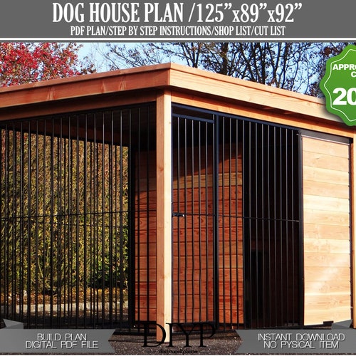 Diy Plans for Outdoor Dog Kennel Furniture Modern Dog House Etsy
