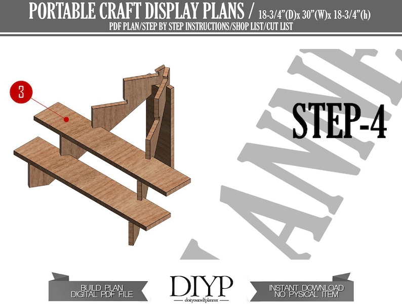 Puede incluir: Paso 4 de un proyecto de bricolaje para construir una pantalla de artesan&iacute;a port&aacute;til. La pantalla est&aacute; hecha de madera y tiene 47,6 cm de profundidad, 76,2 cm de ancho y 47,6 cm de alto. La imagen muestra un modelo 3D de la pantalla.