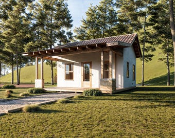 Modern Farmhouse Plan: Serenity Cottage with Veranda (PDF Download)