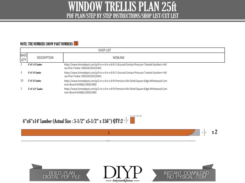 25 ft Windows trellis Plans Wooden windows door pergola attached pergola plans image 3