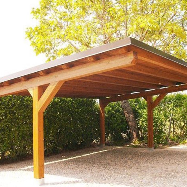 6mx6m Carport Pläne DIY Holz Auto Garage - Baupläne für Single Hang Carport