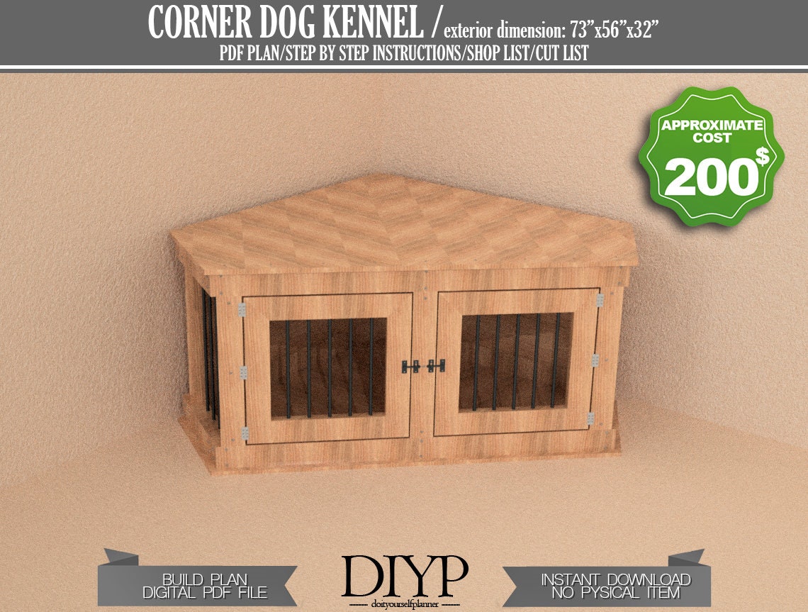 Corner Dog Crate for diy woodworking plan Dog Furniture Etsy.de