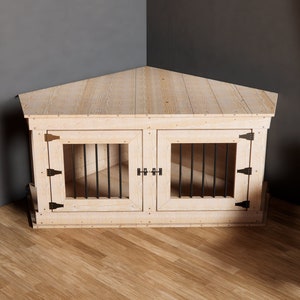 Corner Dog Crate for diy woodworking plan Dog Furniture Build own Easy and Cheap dog crate image 4