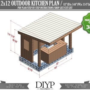 12x12 Outdoor Patio Plans , Outdoor Bar Plans , Yard Bar , Patio Bar , Yard Bar With Roof