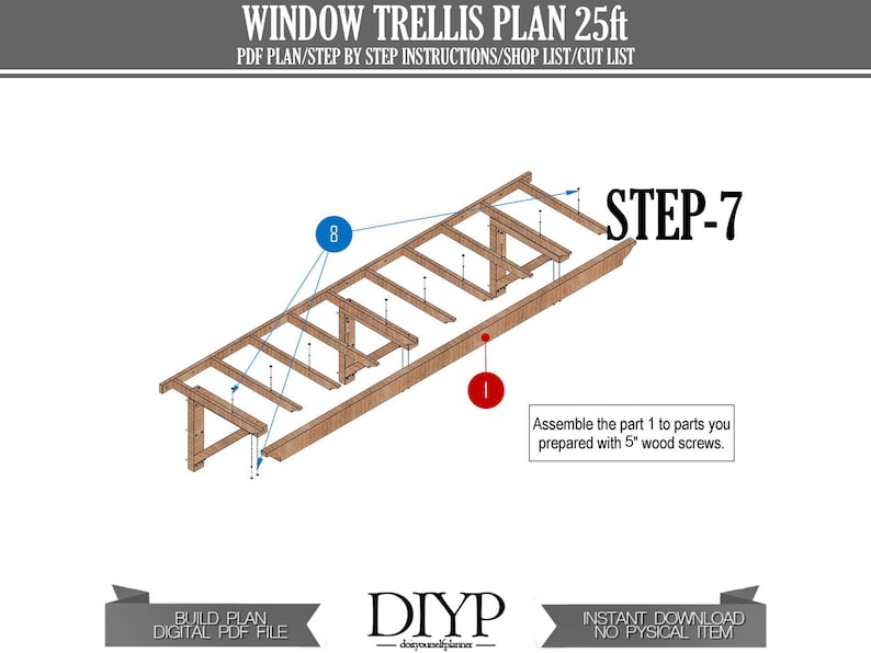 25 ft Windows trellis Plans Wooden windows door pergola attached pergola plans image 5