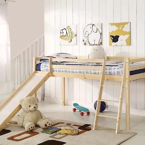 Twin Bunk Bed with Slide Plans: DIY Wooden Berth (Digital File)